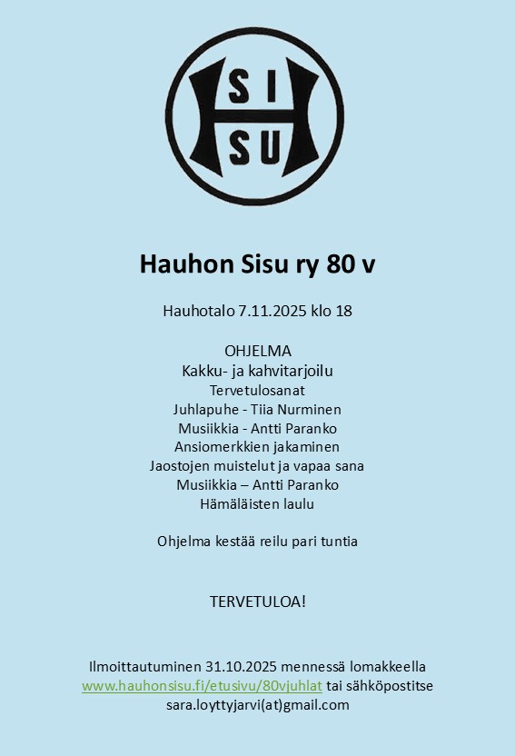 Kutsu Hauhon Sisu 80 v 7.11.2025